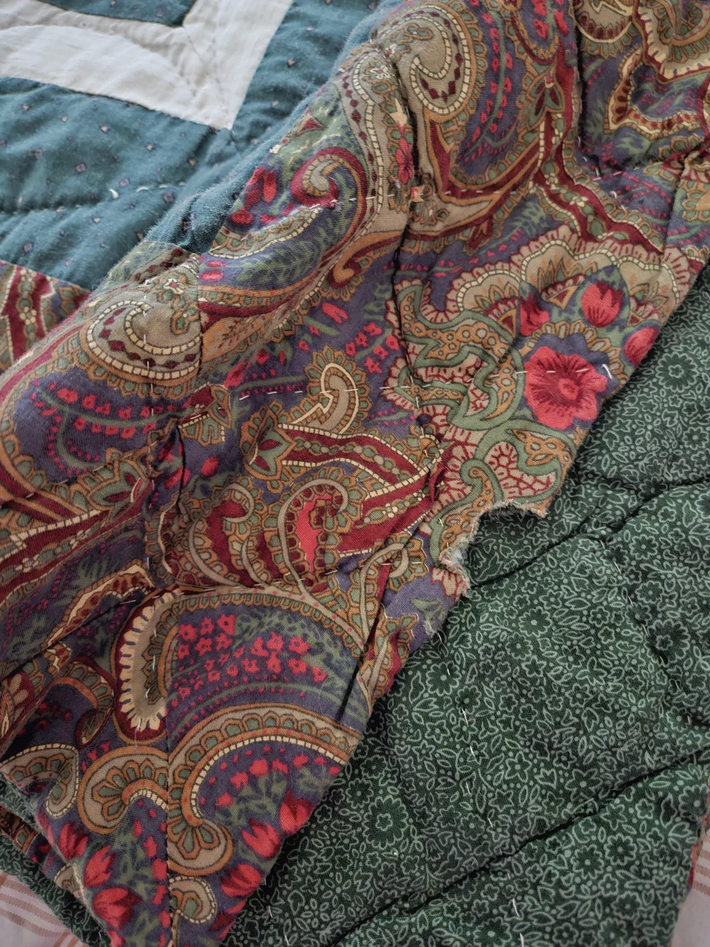 Classic Patchwork Star Quilt With Paisley Accents